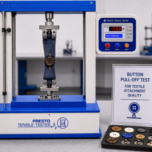 Button pull-off test for textile attachment quality
